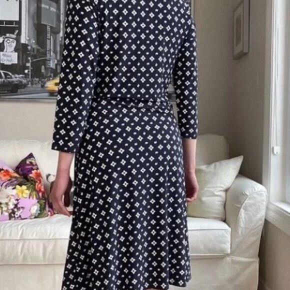 Women's Ralph Lauren Faux Wrap Navy Blue/White Dress Size Large - Picture 3 of 5